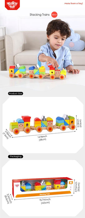 Tren De Madera- Apilable Para Bebes, Motriz, Didactico 26 Pz