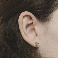 Arete Broquel Cuadro Oro 10K Bisel Diamantado Circonia - 2