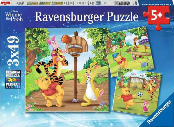 Rompecabezas 3 en 1 Winnie Pooh: Haciendo Deporte 49 Piezas Cada Uno Ravensburger