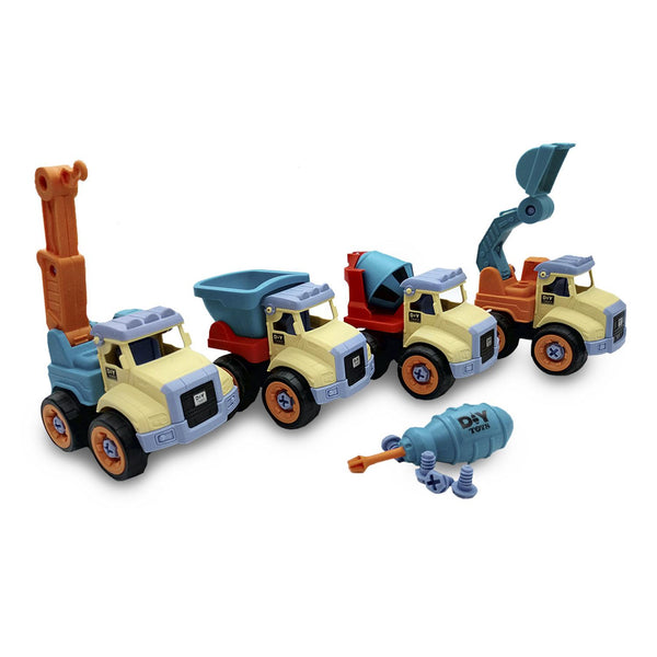 Kit 4 en 1 Vehiculos De Construcción DIY 11 cm altura