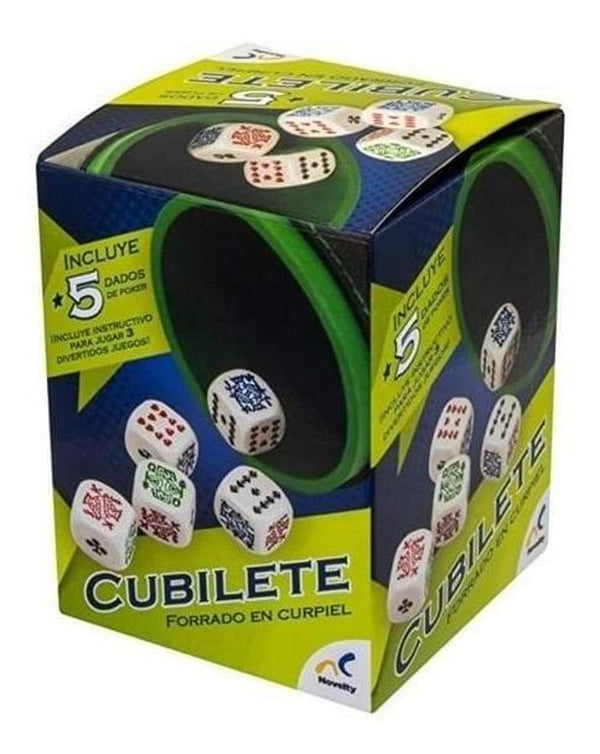 Cubilete Forrado Con 5 Dados