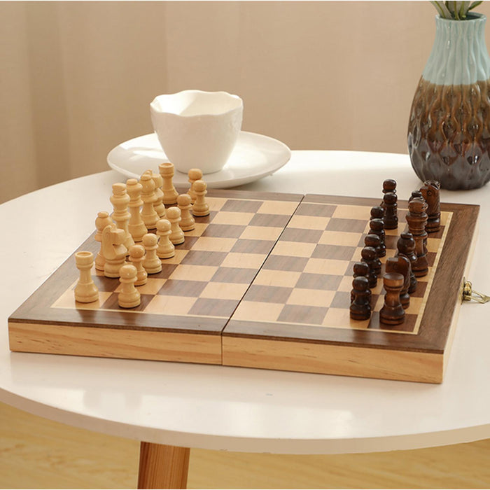 Ajedrez De Madera Tablero Plegable de Lujo Chess 29x29 cm